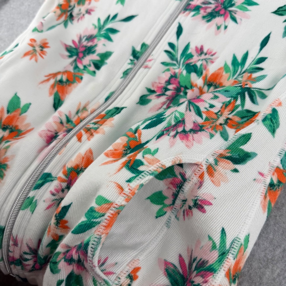 Tommy Bahama Floral Ribbed Full Zip Jacket White Orange Pink Green XXS SW221638 - Picture 4 of 12